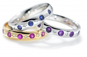 coloured diamond eternity rings
