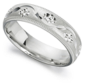 silver patterned wedding ring