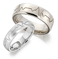 silver patterned wedding rings